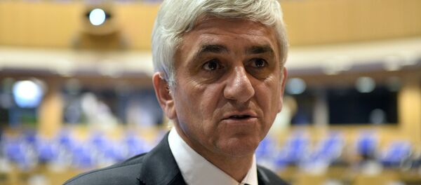 President of the Nouveau Centre (New Centre) party and newly elected president of the Normandie regional council Herve Morin is pictured after the vote, on January 4, 2015 at the regional council building in Rouen - Sputnik International