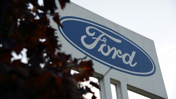 View of logo of the Ford car factory in Genk, some 100kms north east of Brussels - Sputnik International