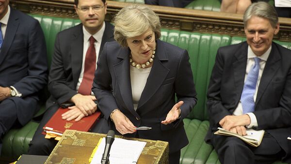 Theresa May speaking in the UK's parliament. File photo. - Sputnik International