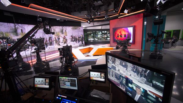 An RT newsroom during a live program in English. file photo - Sputnik International