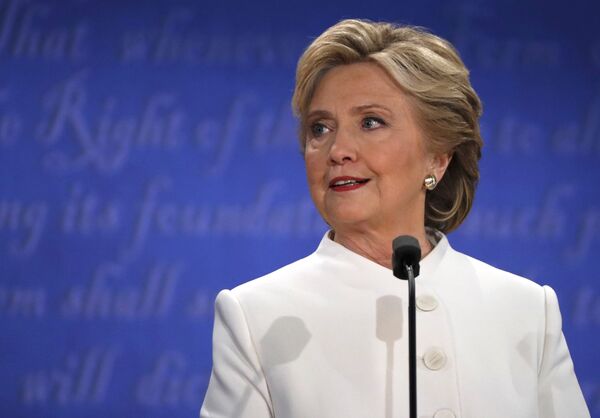 Democratic presidential nominee Hillary Clinton speaks during the third and final 2016 presidential campaign debate with Republican U.S. presidential nominee Donald Trump (not pictured) at UNLV in Las Vegas, Nevada, US, October 19, 2016. Democratic presidential nominee Hillary Clinton speaks during the third and final 2016 presidential campaign debate with Republican U.S. presidential nominee Donald Trump (not pictured) at UNLV in Las Vegas, Nevada, US, October 19, 2016. - Sputnik International