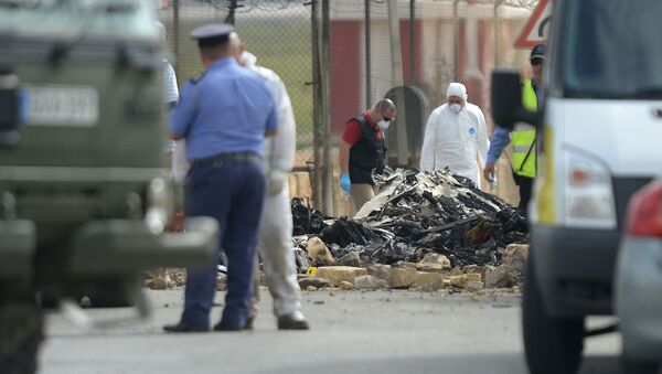 Forensics work on the site of a small plane crash at Malta International Airport, on October 24, 2016 - Sputnik International