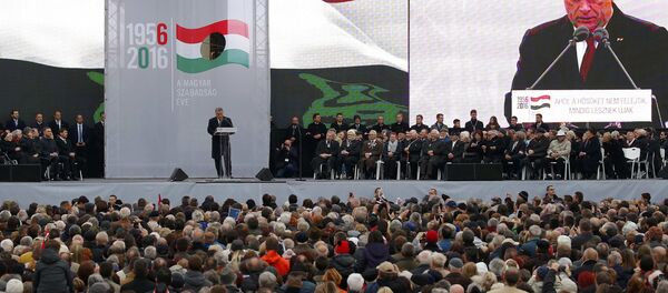 Hungarian Prime Minister Viktor Orban speaks during a ceremony marking the 60th anniversary of 1956 anti-Communist uprising in Budapest, Hungary, October 23, 2016. - Sputnik International
