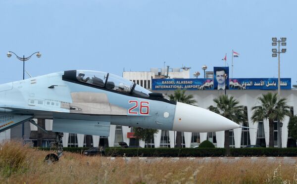 A Russian Su-30 aircaft on a runway at the Hmeimim airbase in Syria A Russian Su-30 aircaft on a runway at the Hmeimim airbase in Syria - Sputnik International