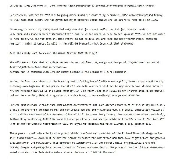 One of the 'Podesta Emails' released by Wikileaks - Sputnik International