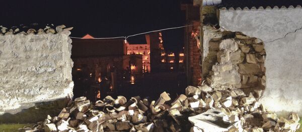 A view of the damaged cemetery of Castelsantangelo sul Nera, Italy, Wednesday, Oct 26, 2016 following an earthquake. A view of the damaged cemetery of Castelsantangelo sul Nera, Italy, Wednesday, Oct 26, 2016 following an earthquake. - Sputnik International