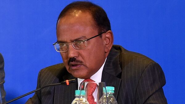 Indian National Security Advisor Ajit Kumar Doval delivers his speech during the Munich Security conference in New Delhi. (File) - Sputnik International