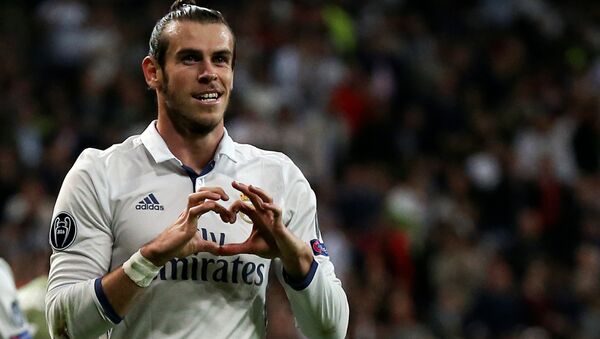 UEFA Champions League - Santiago Bernabeu stadium, Madrid, Spain, 18/10/16 Real Madrid's Gareth Bale celebrates after scoring a goal. - Sputnik International