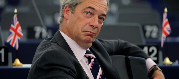 Nigel Farage, United Kingdom Independence Party (UKIP) member and MEP waits for the start of a debate on the last European Summit at the European Parliament in Strasbourg, France, October 26, 2016. Nigel Farage, United Kingdom Independence Party (UKIP) member and MEP waits for the start of a debate on the last European Summit at the European Parliament in Strasbourg, France, October 26, 2016. - Sputnik International