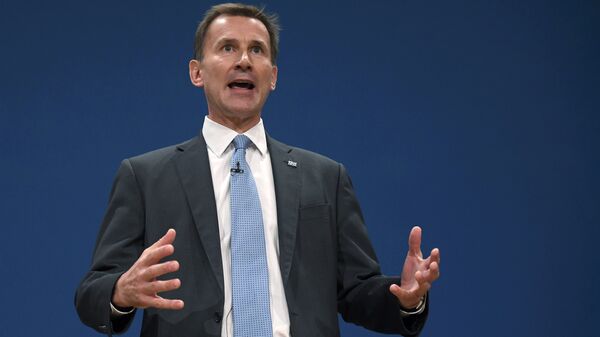 Britain's Health Secretary Jeremy Hunt delivers his keynote address at the annual Conservative Party Conference in Birmingham, Britain, October 4, 2016. - Sputnik International