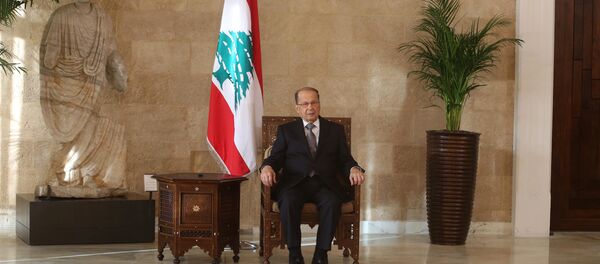 Newly elected Lebanese president Michel Aoun sits on the president's chair inside the presidential palace in Baabda, near Beirut, Lebanon October 31, 2016 Newly elected Lebanese president Michel Aoun sits on the president's chair inside the presidential palace in Baabda, near Beirut, Lebanon October 31, 2016 - Sputnik International