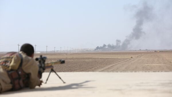 Smoke rises at Islamic State militants' positions southwest of Mosul, Iraq October 31, 2016 - Sputnik International