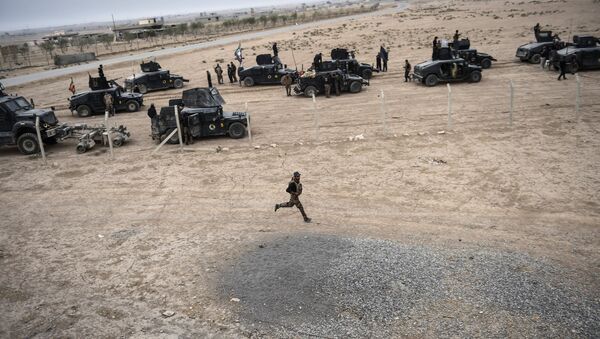 Members of the Iraqi Counter Terrorism Service (CTS) drive near the village of Bazwaya, on the eastern edges of Mosul, tightening the noose on Mosul as the offensive to retake Daesh stronghold entered its third week on October 31, 2016 - Sputnik International