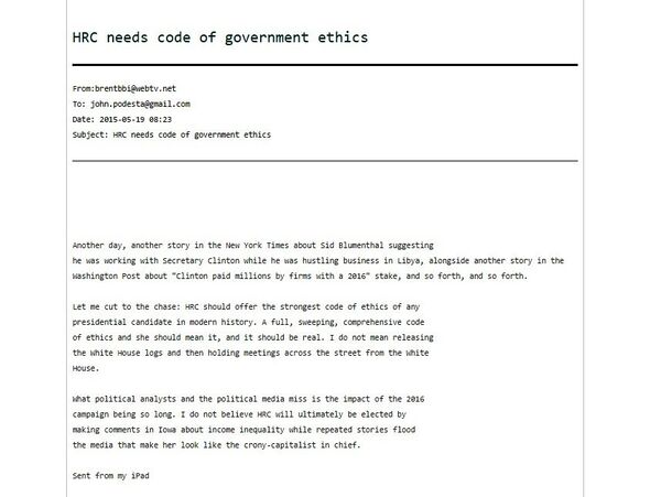 One of the 'Podesta Emails' released by WikiLeaks One of the 'Podesta Emails' released by WikiLeaks - Sputnik International