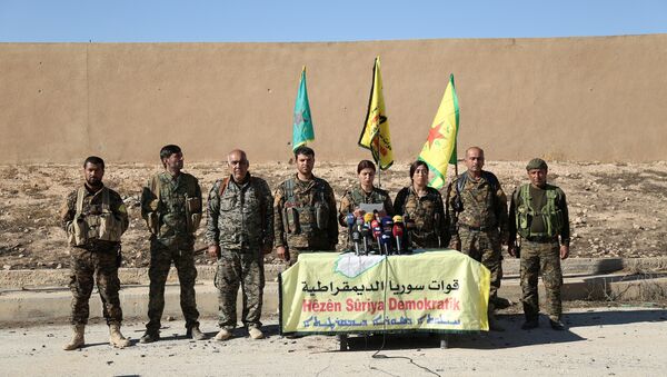 Syrian Democratic Forces (SDF) commanders attend a news conference in Ain Issa, Raqqa Governorate, Syria November 6, 2016. - Sputnik International