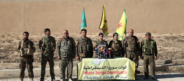 Syrian Democratic Forces (SDF) commanders attend a news conference in Ain Issa, Raqqa Governorate, Syria November 6, 2016. - Sputnik International