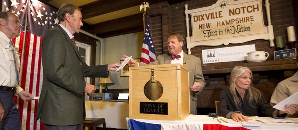 Voters in Dixville Notch, Va., cast their ballots just after midnight Tuesday, Nov. 8, 2016, in Dixville Notch, N.H. Voters in Dixville Notch, Va., cast their ballots just after midnight Tuesday, Nov. 8, 2016, in Dixville Notch, N.H. - Sputnik International