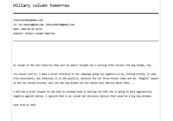 One of the 'Podesta Emails' released by WikiLeaks - Sputnik International