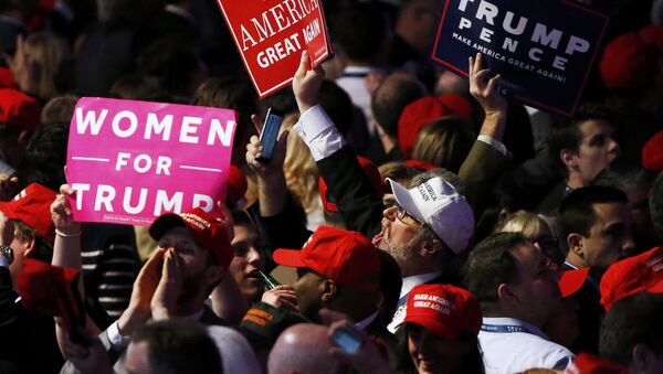 Supporters celebrate as returns come in for Republican U.S. presidential nominee Donald Trump during an election night rally in Manhattan, New York, U.S., November 8, 2016 - Sputnik International