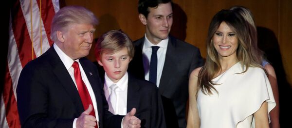 U.S. President-elect Donald Trump greets supporters along with his wife Melania and family during his election night rally in Manhattan, New York, U.S., November 9, 2016 U.S. President-elect Donald Trump greets supporters along with his wife Melania and family during his election night rally in Manhattan, New York, U.S., November 9, 2016 - Sputnik International