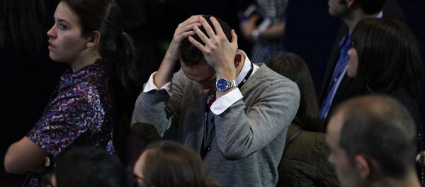 Supporters of the Democratic candidate Hillary Clinton at the Jacob K. Javits Convention Center in New York follow the vote counting in the US presidential election - Sputnik International