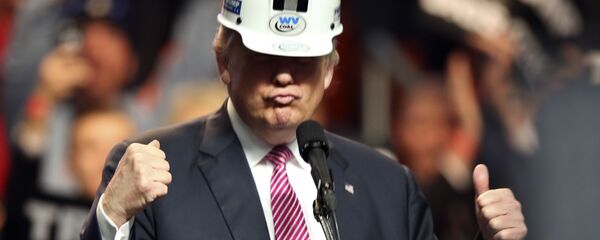 Republican presidential candidate Donald Trump puts on a miners hard hat during a rally in Charleston, W.Va., Thursday, May 5, 2016 Republican presidential candidate Donald Trump puts on a miners hard hat during a rally in Charleston, W.Va., Thursday, May 5, 2016 - Sputnik International