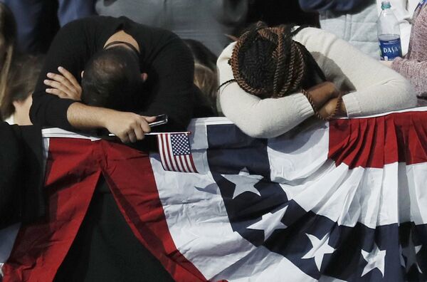 Supporters of Democratic U.S. presidential nominee Hillary Clinton react as they watch election returns at the election night rally in New York, U.S., November 8, 2016 Supporters of Democratic U.S. presidential nominee Hillary Clinton react as they watch election returns at the election night rally in New York, U.S., November 8, 2016 - Sputnik International