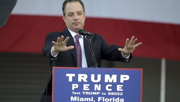 Reince Priebus, chairman of the Republican National Committee, speaks at a campaign rally for presidential candidate DonaldTrump at Bayfront Park Amphitheater, Wednesday, Nov. 2, 2016, in Miami - Sputnik International