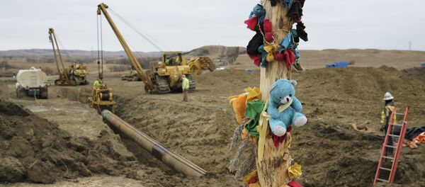 A log adorned with colorful decorations remains at a Dakota Access Pipeline protest encampment as construction work continues on the pipeline near the town of Cannon Ball, North Dakota, U.S., October 30, 2016 A log adorned with colorful decorations remains at a Dakota Access Pipeline protest encampment as construction work continues on the pipeline near the town of Cannon Ball, North Dakota, U.S., October 30, 2016 - Sputnik International