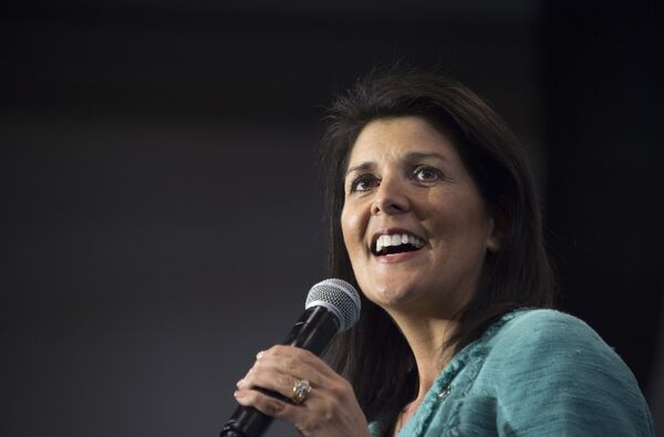 South Carolina Governor Nikki Haley speaks during a campaign rally for Republican presidential candidate Marco Rubio in North Charleston, South Carolina, February 19, 2016 - Sputnik International
