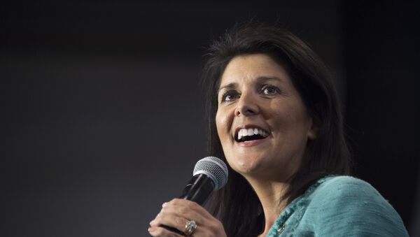South Carolina Governor Nikki Haley speaks during a campaign rally for Republican presidential candidate Marco Rubio in North Charleston, South Carolina, February 19, 2016 - Sputnik International