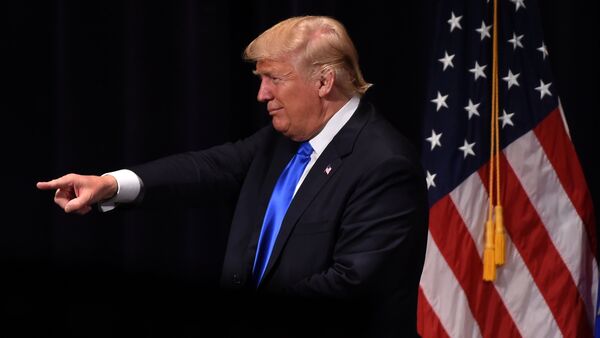Donald Trump attends a campaign rally at Klein Memorial Auditorium in Bridgeport, Connecticut on April 23, 2016 - Sputnik International