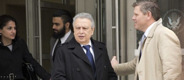 Former FIFA vice president Alfredo Hawit, center, leaves federal court Monday, April 11, 2016, in the Brooklyn borough of New York Former FIFA vice president Alfredo Hawit, center, leaves federal court Monday, April 11, 2016, in the Brooklyn borough of New York - Sputnik International
