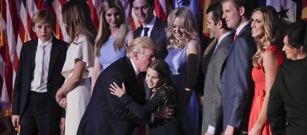 President elect Donald Trump greets members of his family after giving an his acceptance speech at an election night rally, Wednesday, Nov. 9, 2016, in New York. President elect Donald Trump greets members of his family after giving an his acceptance speech at an election night rally, Wednesday, Nov. 9, 2016, in New York. - Sputnik International