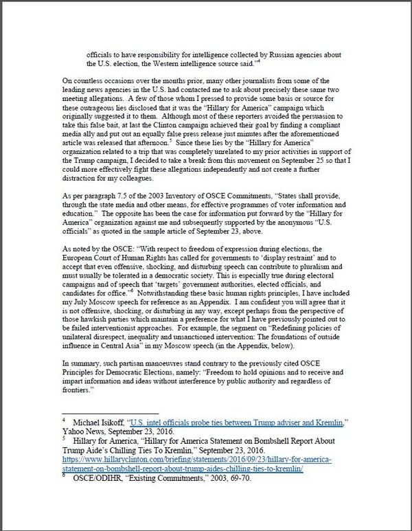 A complaint by Trump's former advisor Carter Page over violations of election norms by Clinton and her team - Sputnik International