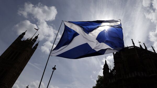 The Scottish flag flies above Parliament in Westminster, London. (File) - Sputnik International