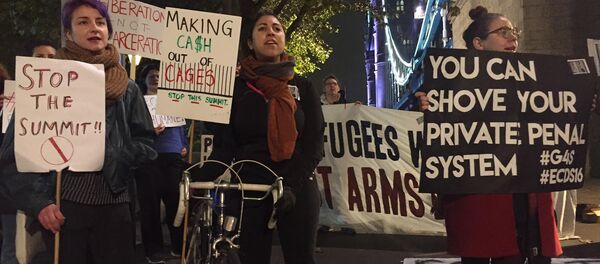 Protest against UK security industry summit, London - Sputnik International