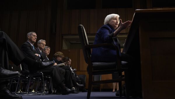 Federal Reserve Chair Janet Yellen testifies on Capitol Hill in Washington, Thursday, Nov. 17, 2016, before the Joint Economic Committee. Yellen sketched a picture of an improving U.S. economy and said the case for an increase in interest rates has strengthened - Sputnik International