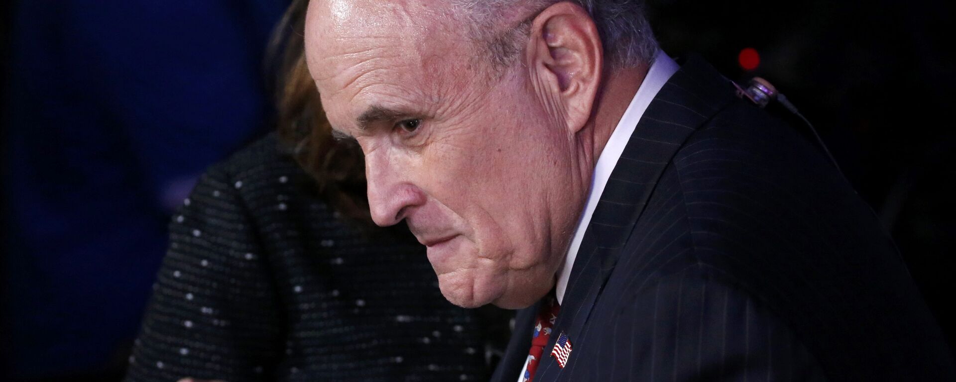 Former New York City Mayor Rudy Giuliani finishes a television interview at Republican U.S. presidential nominee Donald Trump's election night rally in Manhattan, New York, U.S., November 8, 2016 - Sputnik International, 1920, 21.10.2020