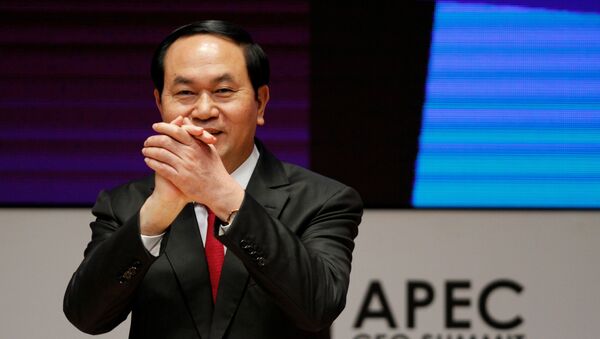 Vietnam's President Tran Dai Quang gestures during a meeting of the APEC (Asia-Pacific Economic Cooperation) CEO Summit in Lima, Peru, November 19, 2016. - Sputnik International