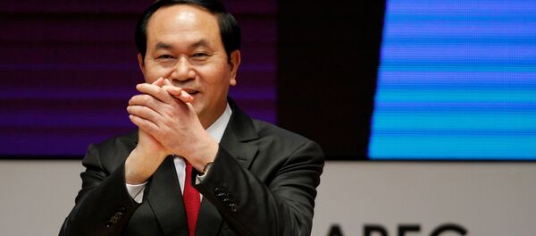 Vietnam's President Tran Dai Quang gestures during a meeting of the APEC (Asia-Pacific Economic Cooperation) CEO Summit in Lima, Peru, November 19, 2016. - Sputnik International