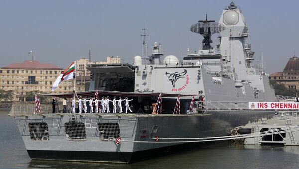 Indian naval sailors march during the commissioning ceremony of INS Chennai in Mumbai, India - Sputnik International