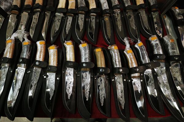 Hunting knives at the Hunting and Fishing-2015 International Exhibition in the Expoforum Center in St Petersburg. (File) Hunting knives at the Hunting and Fishing-2015 International Exhibition in the Expoforum Center in St Petersburg. (File) - Sputnik International