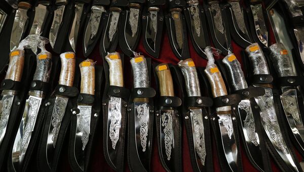 Hunting knives at the Hunting and Fishing-2015 International Exhibition in the Expoforum Center in St Petersburg. (File) - Sputnik International
