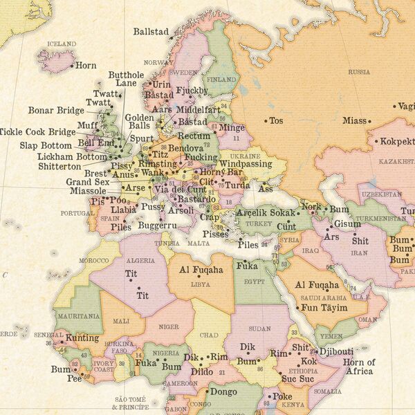 Magnificently Rude Map of World Place Names: Europe - Sputnik International