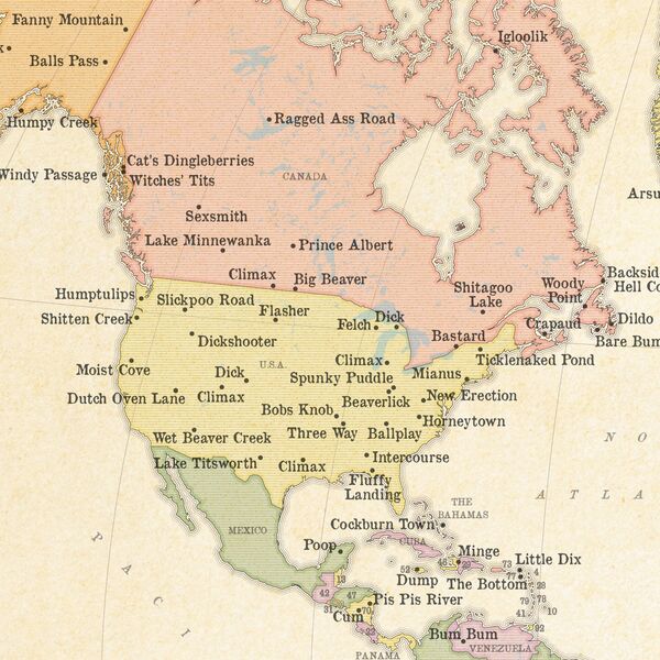 Magnificently Rude Map of World Place Names: North America - Sputnik International