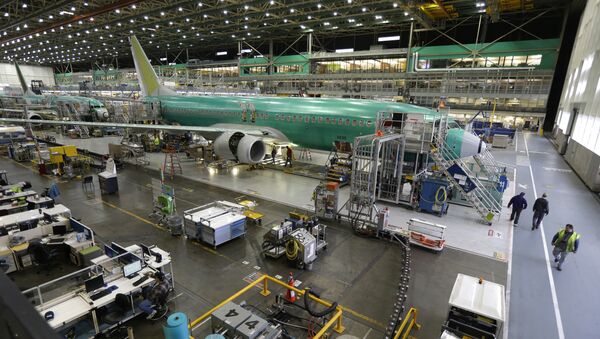 Boeing 737-800 airplanes are on the assembly line at Boeing's 737 assembly facility in Renton, Wash (File) - Sputnik International