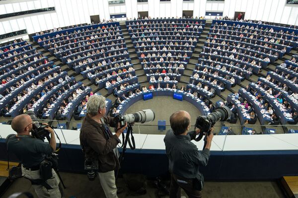Journalists in the Plenary chamber of the European Parliament (File) Journalists in the Plenary chamber of the European Parliament (File) - Sputnik International