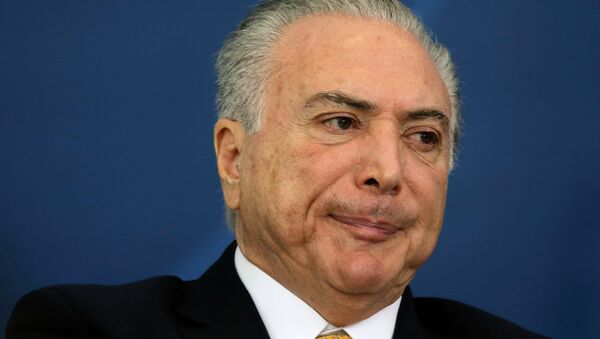 Brazil's President Michel Temer reacts during a meeting of the Council for Economic and Social Development (CDES) at the Planalto Palace in Brasilia, Brazil, November 21, 2016 - Sputnik International