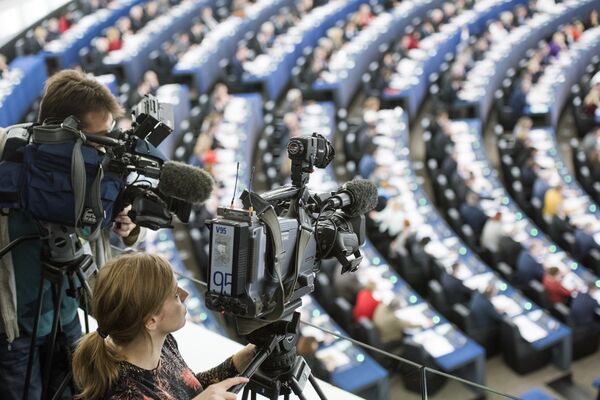 Journalists at work in the European Parliament in Strasbourg Journalists at work in the European Parliament in Strasbourg - Sputnik International